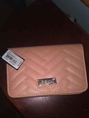 bebe Quilted Peach/Pink Crossbody Wallet